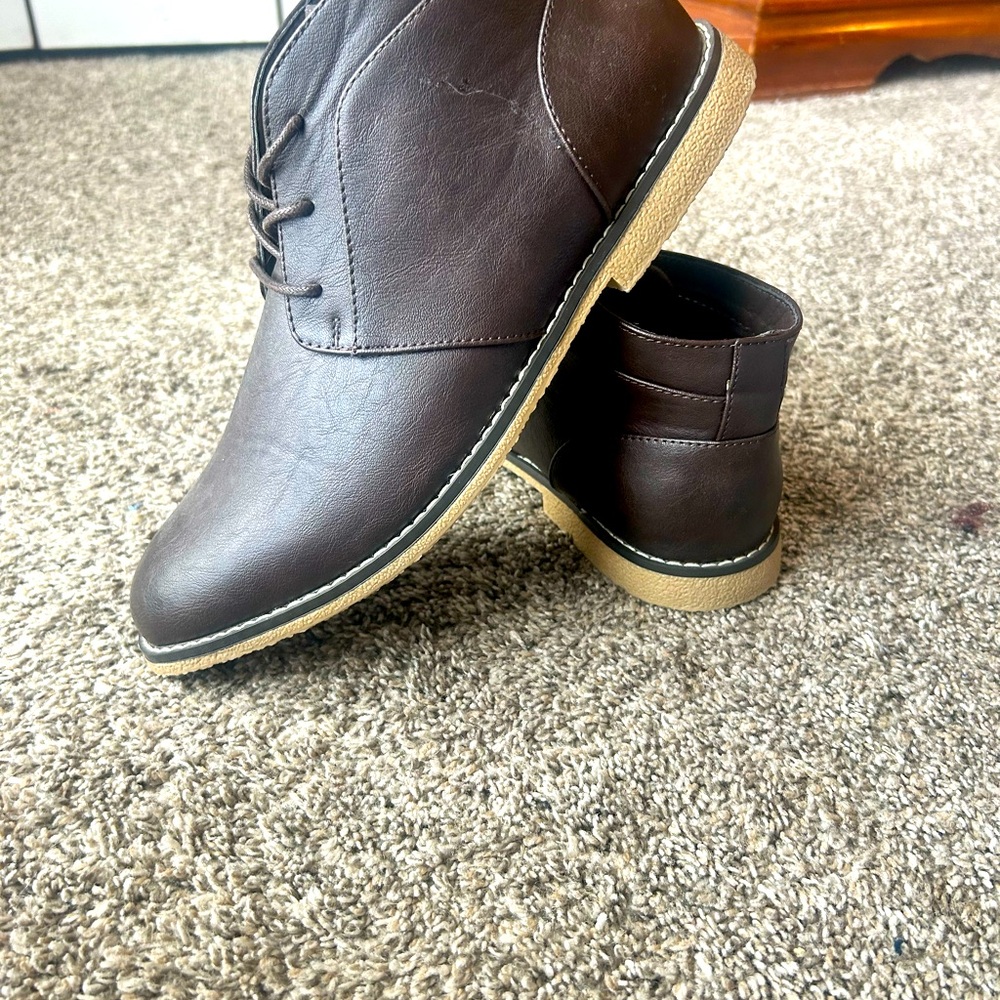 Brand new pair of brown London Fog “memory foam” men’s dress boots.